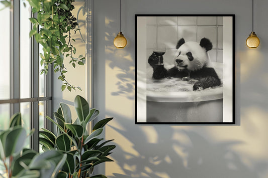 Funny bathroom Animal Panda Print | Premium Quality UK British Printers | - Bathroom art toilet restroom Print rest room