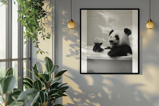 Funny bathroom Animal Panda Print | Premium Quality UK British Printers | - Bathroom art toilet restroom Print rest room