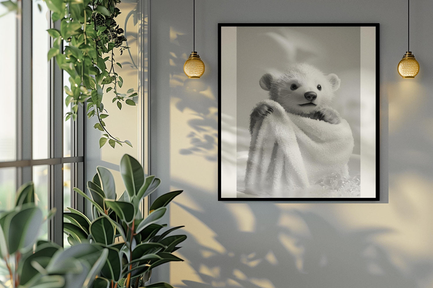 Funny bathroom Animal Polar Bear Print | Premium Quality UK British Printers | - Bathroom art toilet restroom Print rest room