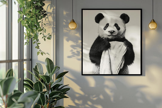 Funny bathroom Animal Panda Print | Premium Quality UK British Printers | - Bathroom art toilet restroom Print rest room