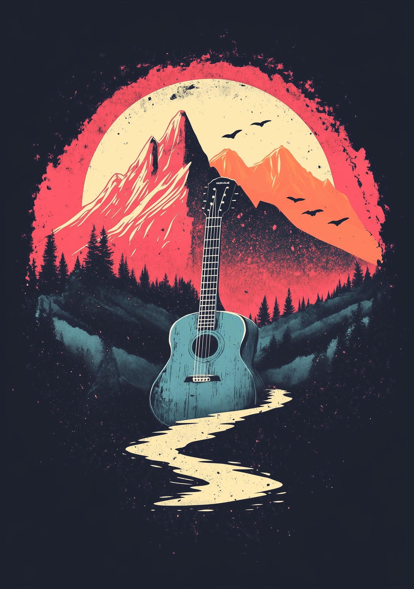 Premium Quality Art Print - Music Print Rock n Roll Skull Guitar Punk Alternative Prog Skeleton Music Festival - A4 A3 A2 - Festival Merch