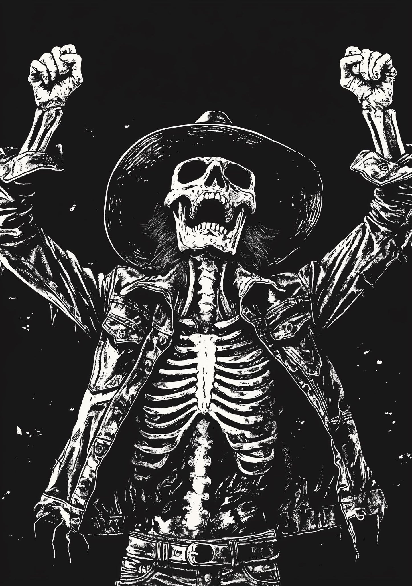 Premium Quality Art Print - Music Print Rock n Roll Skull Guitar Punk Alternative Prog Skeleton Music Festival - A4 A3 A2 - Festival Merch