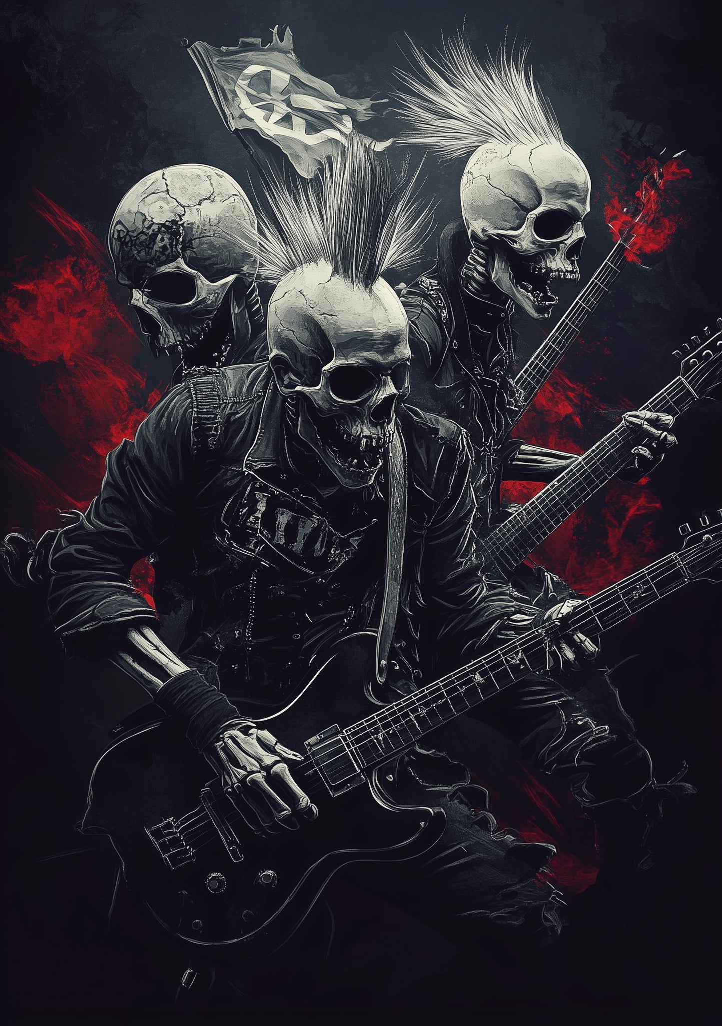 Premium Quality Art Print - Music Print Rock n Roll Skull Guitar Punk Alternative Prog Skeleton Music Festival - A4 A3 A2 - Festival Merch