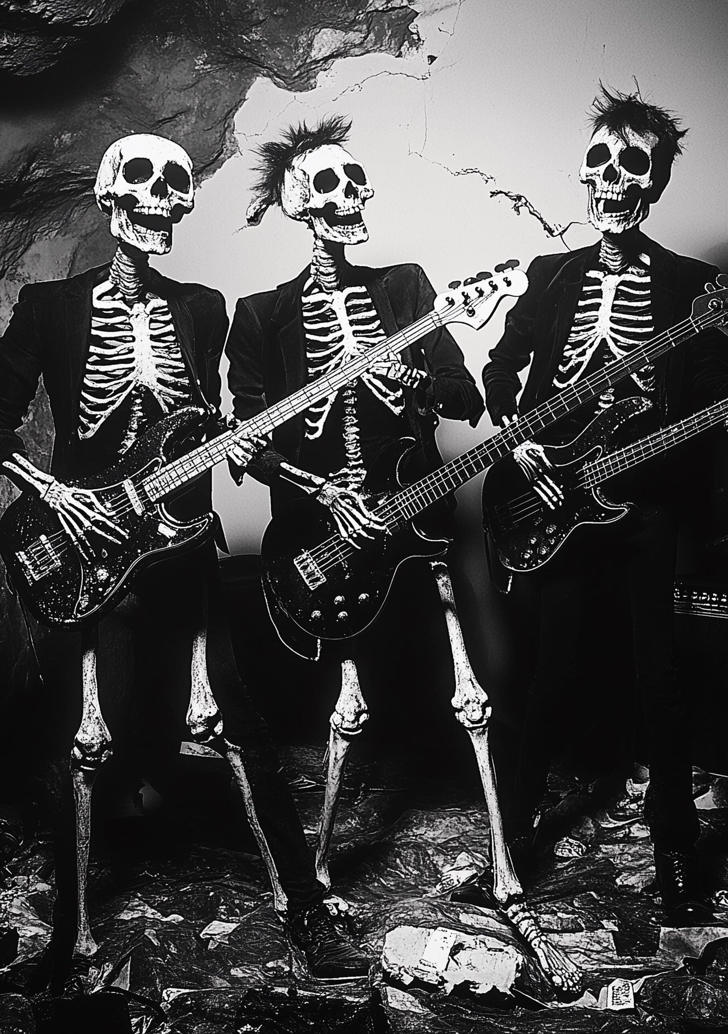 Premium Quality Art Print - Music Print Rock n Roll Skull Guitar Punk Alternative Prog Skeleton Music Festival - A4 A3 A2 - Festival Merch