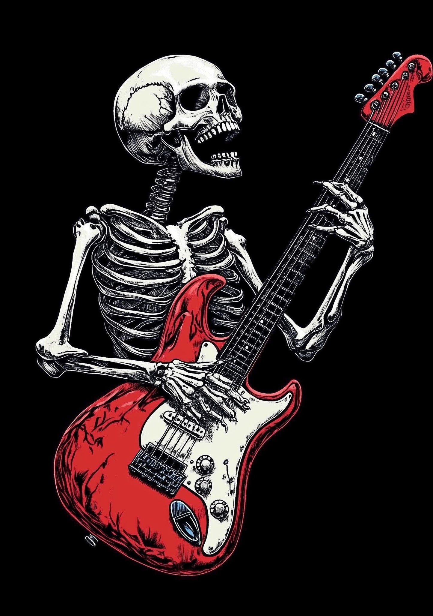 Premium Quality Art Print - Music Print Rock n Roll Skull Guitar Punk Alternative Prog Skeleton Music Festival - A4 A3 A2 - Festival Merch