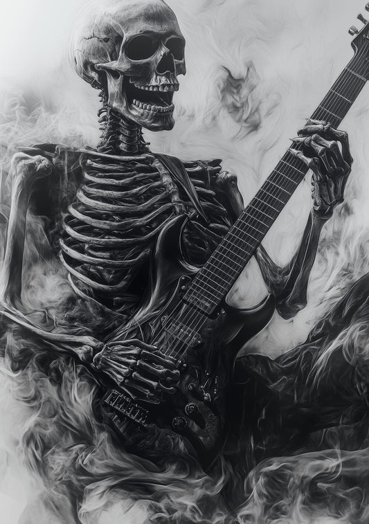 Premium Quality Art Print - Music Print Rock n Roll Skull Guitar Punk Alternative Prog Skeleton Music Festival - A4 A3 A2 - Festival Merch