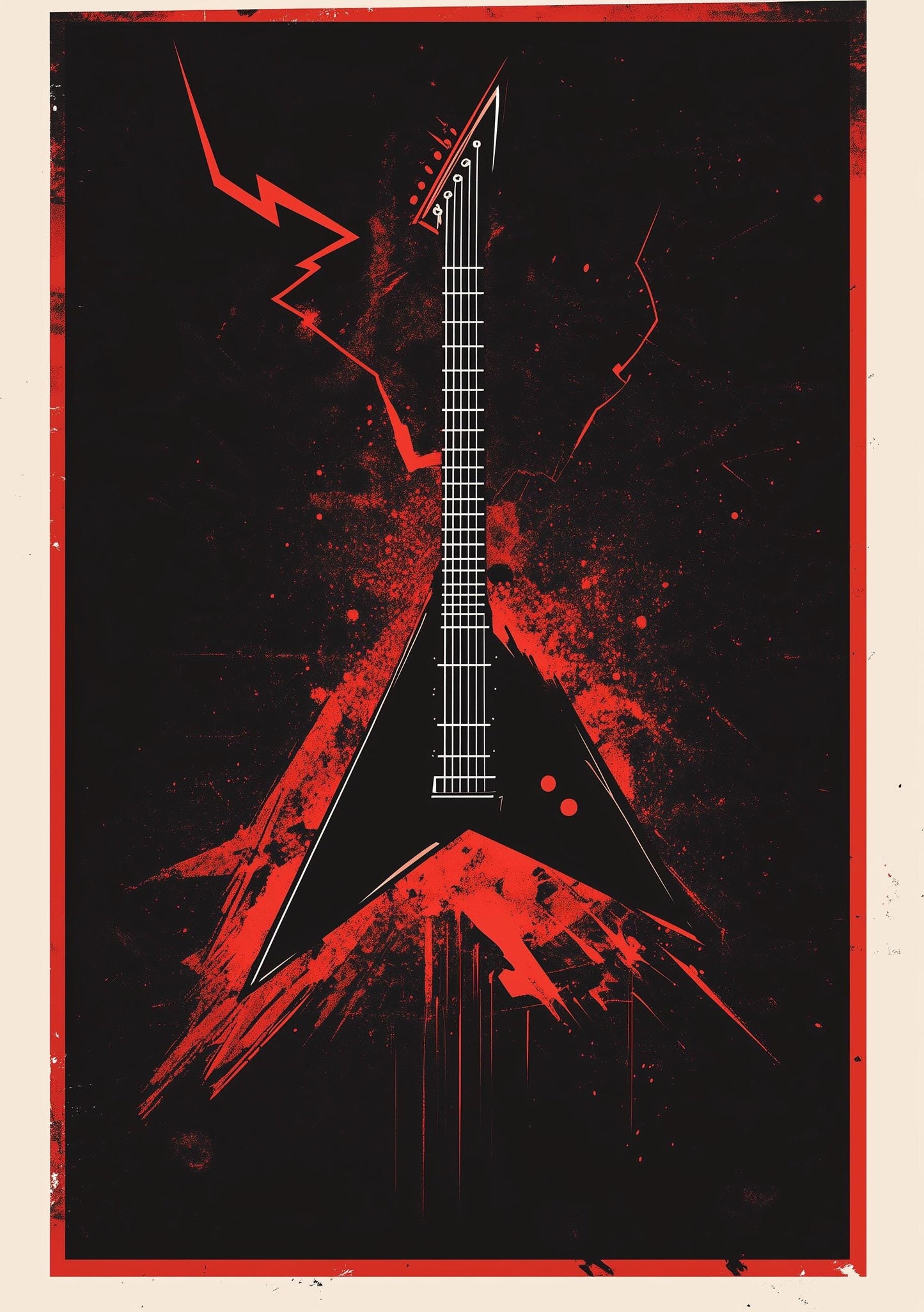 Premium Quality Art Print - Music Print Rock n Roll Skull Guitar Punk Alternative Prog Skeleton Music Festival - A4 A3 A2 - Festival Merch