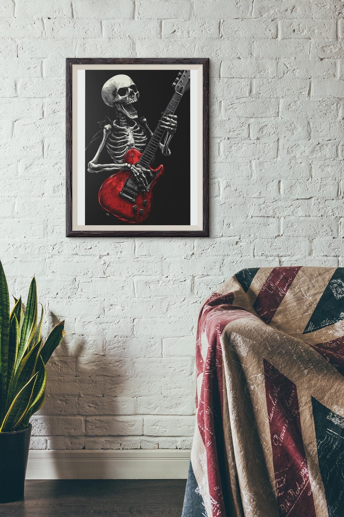 Premium Quality Art Print - Music Print Rock n Roll Skull Guitar Punk Alternative Prog Skeleton Music Festival - A4 A3 A2 - Festival Merch