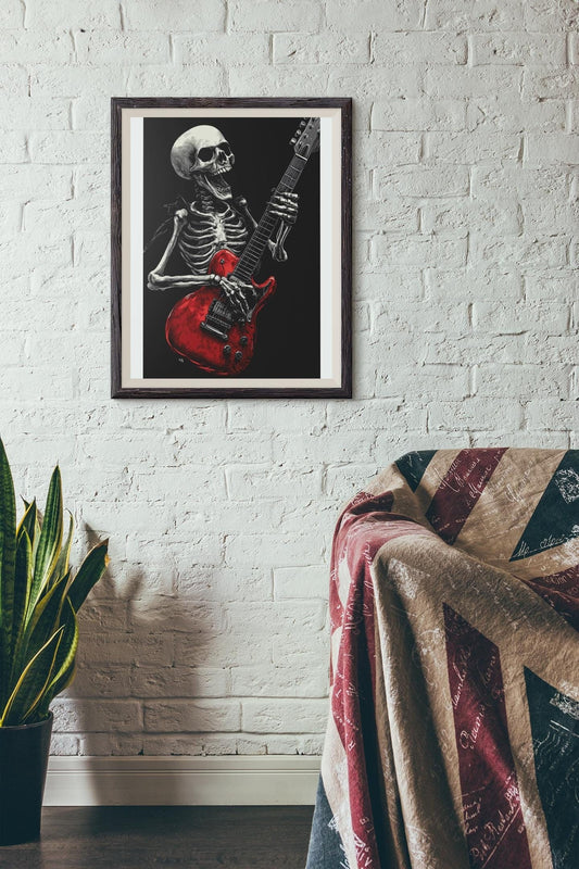 Premium Quality Art Print - Music Print Rock n Roll Skull Guitar Punk Alternative Prog Skeleton Music Festival - A4 A3 A2 - Festival Merch