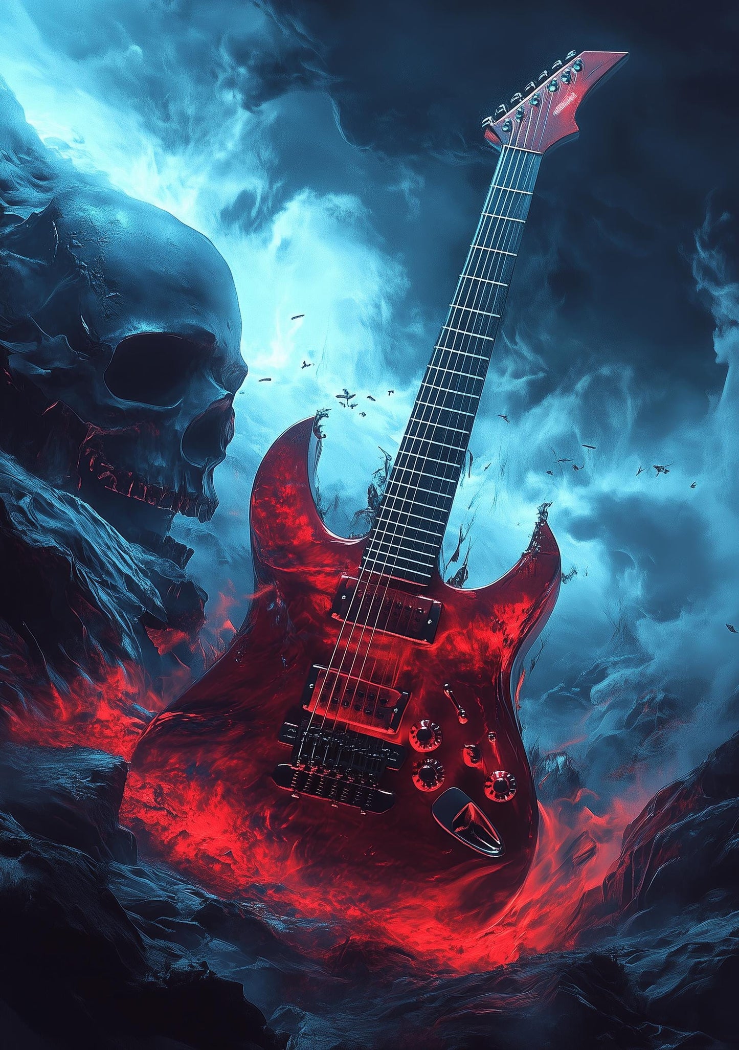 Premium Quality Art Print - Music Print Rock n Roll Skull Guitar Punk Alternative Prog Skeleton Music Festival - A4 A3 A2 - Festival Merch