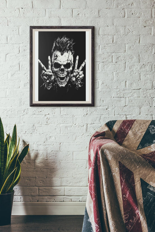 Premium Quality Art Print - Music Print Rock n Roll Skull Guitar Punk Alternative Prog Skeleton Music Festival - A4 A3 A2 - Festival Merch