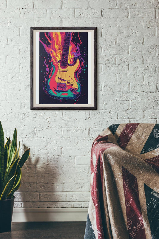 Premium Quality Art Print - Music Print Rock n Roll Skull Guitar Punk Alternative Prog Skeleton Music Festival - A4 A3 A2 - Festival Merch