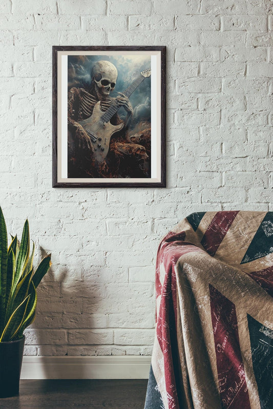 Premium Quality Art Print - Music Print Rock n Roll Skull Guitar Punk Alternative Prog Skeleton Music Festival - A4 A3 A2 - Festival Merch