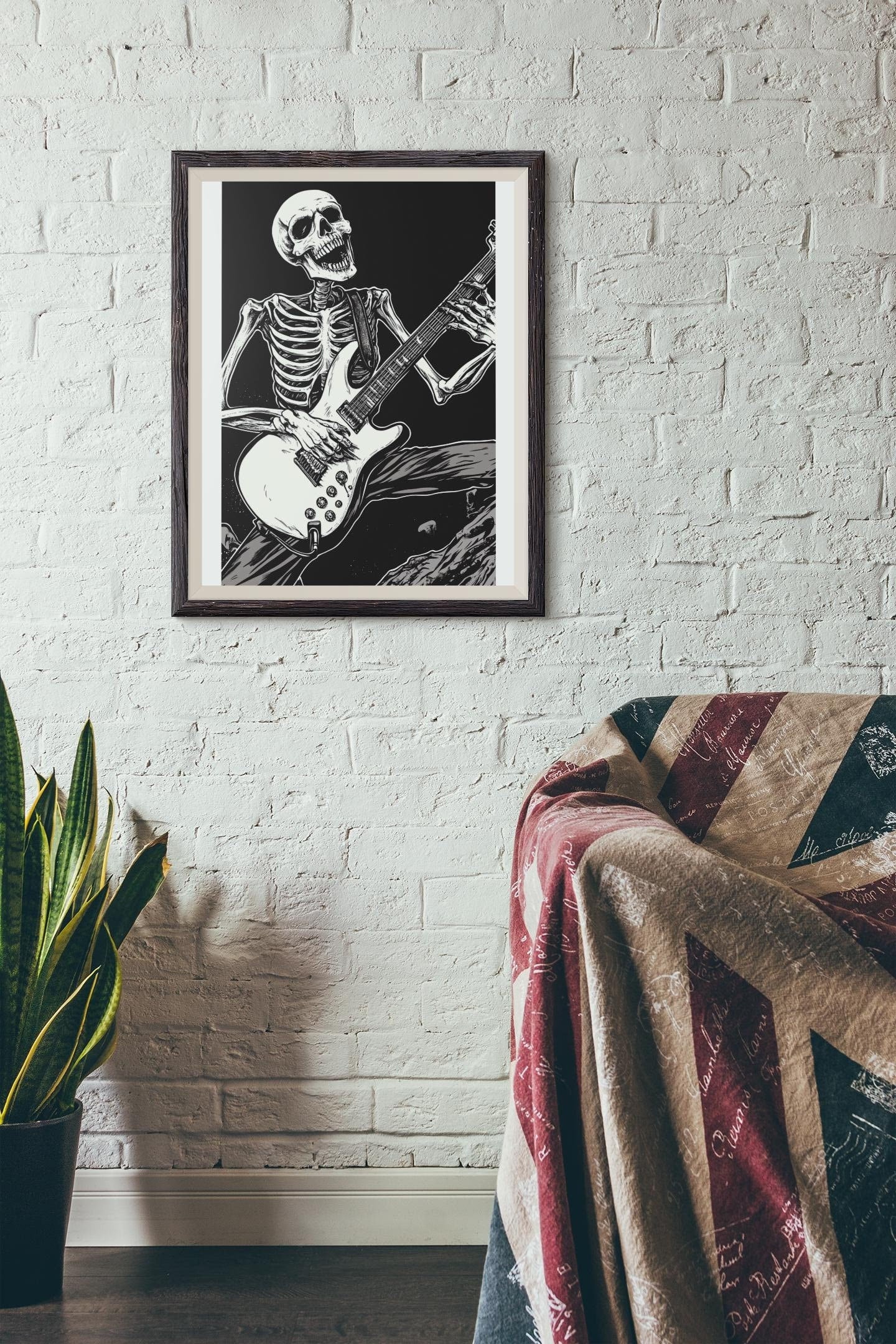 Premium Quality Art Print - Music Print Rock n Roll Skull Guitar Punk Alternative Prog Skeleton Music Festival - A4 A3 A2 - Festival Merch