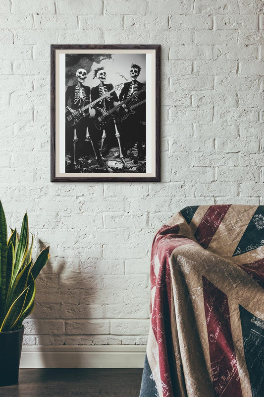 Premium Quality Art Print - Music Print Rock n Roll Skull Guitar Punk Alternative Prog Skeleton Music Festival - A4 A3 A2 - Festival Merch