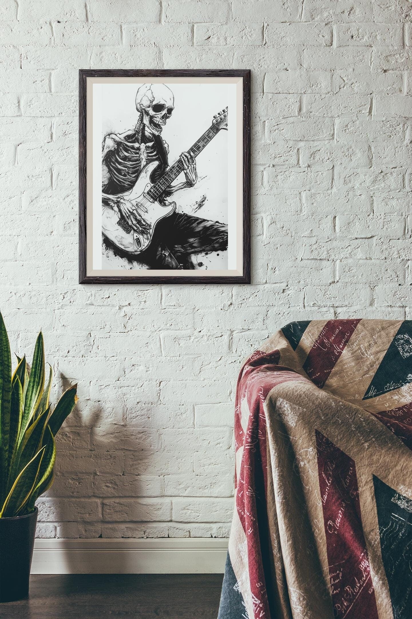 Premium Quality Art Print - Music Print Rock n Roll Skull Guitar Punk Alternative Prog Skeleton Music Festival - A4 A3 A2 - Festival Merch