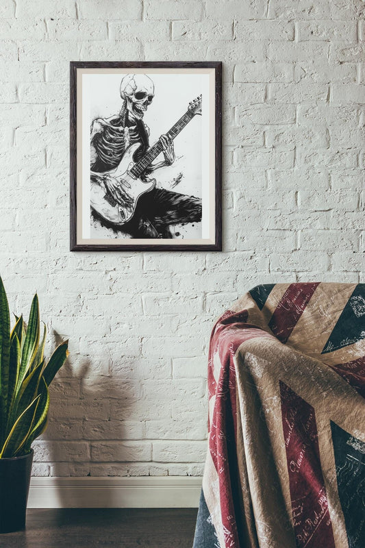 Premium Quality Art Print - Music Print Rock n Roll Skull Guitar Punk Alternative Prog Skeleton Music Festival - A4 A3 A2 - Festival Merch