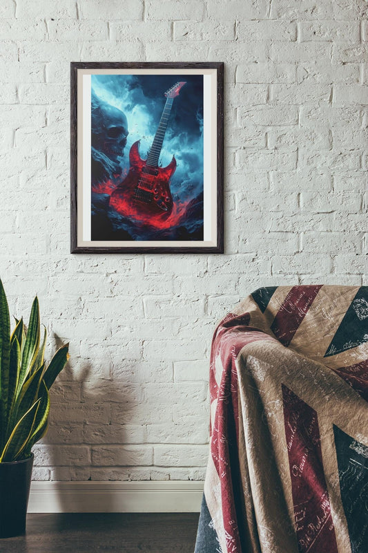 Premium Quality Art Print - Music Print Rock n Roll Skull Guitar Punk Alternative Prog Skeleton Music Festival - A4 A3 A2 - Festival Merch