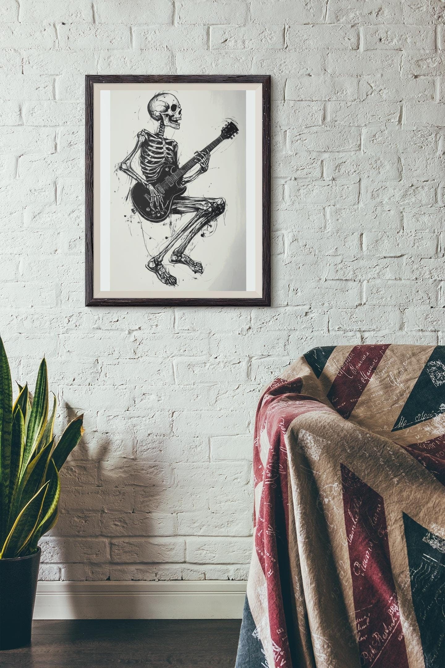 Premium Quality Art Print - Music Print Rock n Roll Skull Guitar Punk Alternative Prog Skeleton Music Festival - A4 A3 A2 - Festival Merch