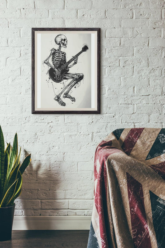 Premium Quality Art Print - Music Print Rock n Roll Skull Guitar Punk Alternative Prog Skeleton Music Festival - A4 A3 A2 - Festival Merch