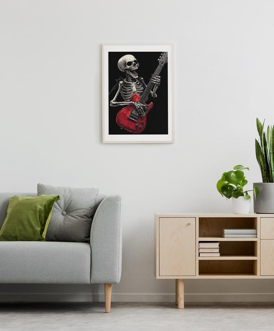 Premium Quality Art Print - Music Print Rock n Roll Skull Guitar Punk Alternative Prog Skeleton Music Festival - A4 A3 A2 - Festival Merch