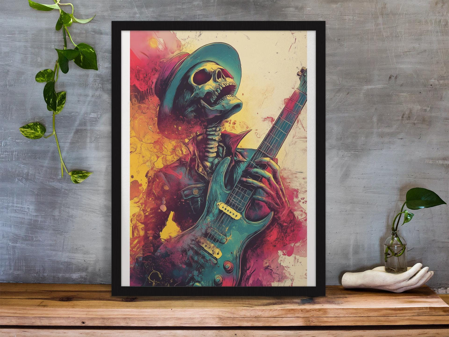 Premium Quality Art Print - Music Print Rock n Roll Skull Guitar Punk Alternative Prog Skeleton Music Festival - A4 A3 A2 - Festival Merch