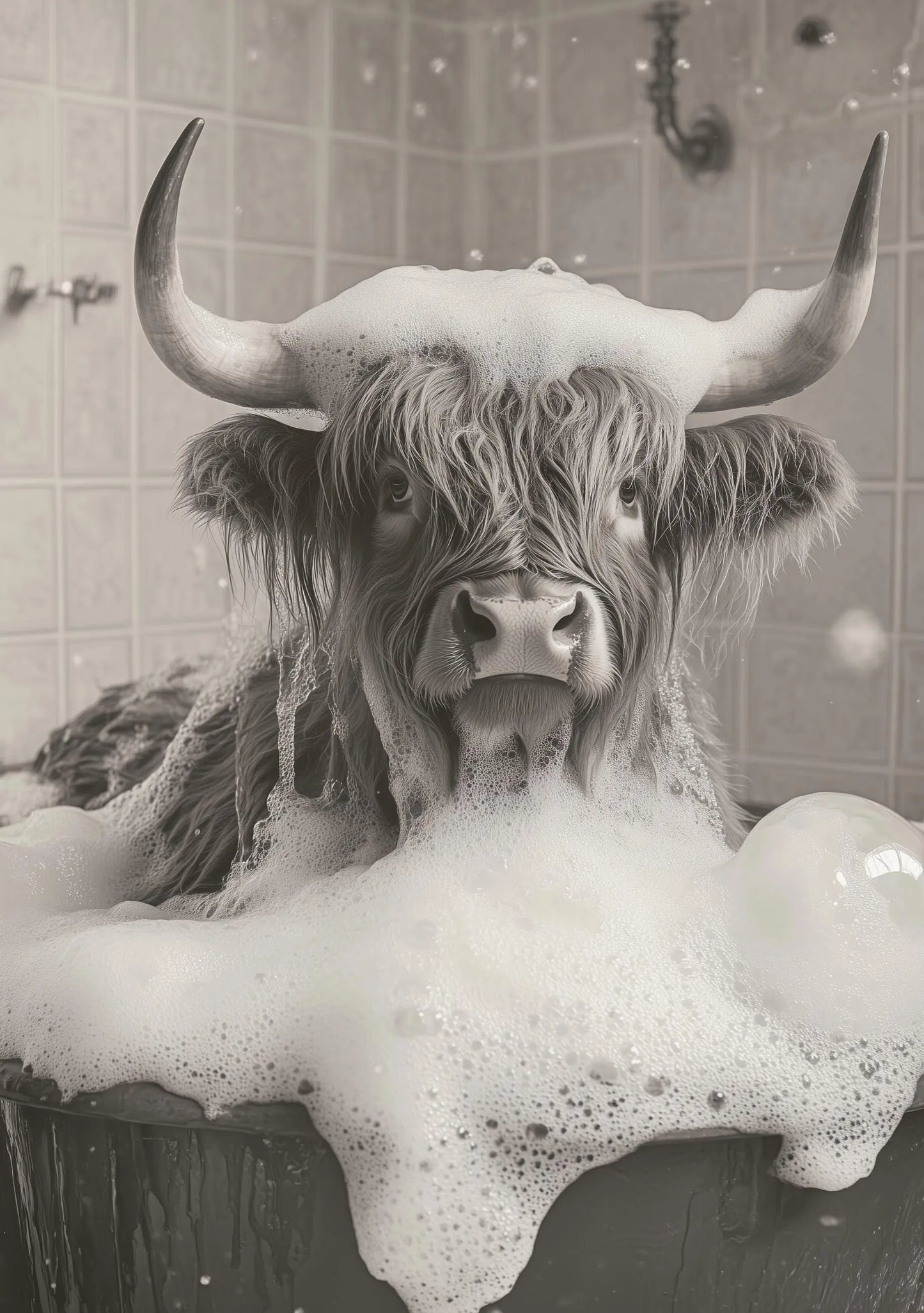 Funny bathroom Animal Highland Cow Print | Premium Quality UK British Printers | - Bathroom art toilet restroom Print rest room