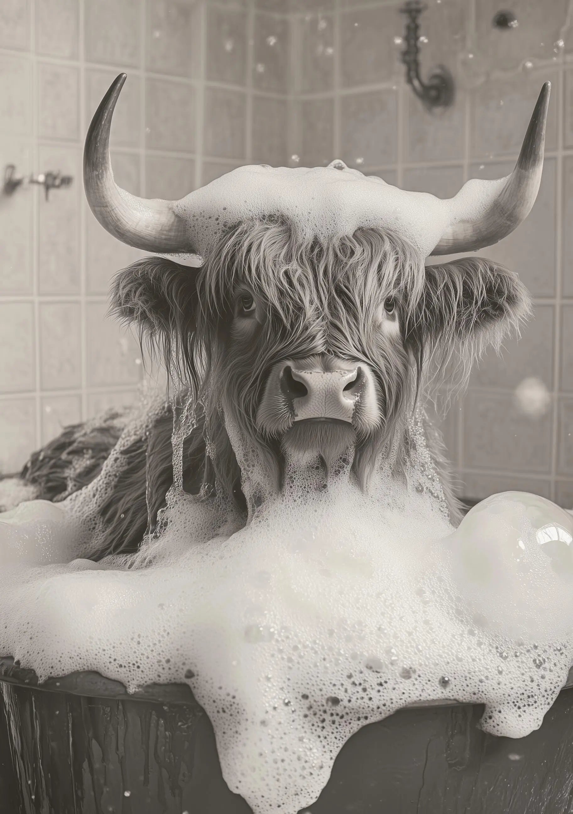 Funny bathroom Animal Highland Cow Print | Premium Quality UK British Printers | - Bathroom art toilet restroom Print rest room