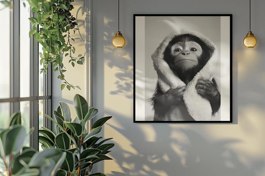 Funny bathroom Animal Monkey Chimpanzee Print | Premium Quality UK British Printers | - Bathroom art toilet restroom Print rest room
