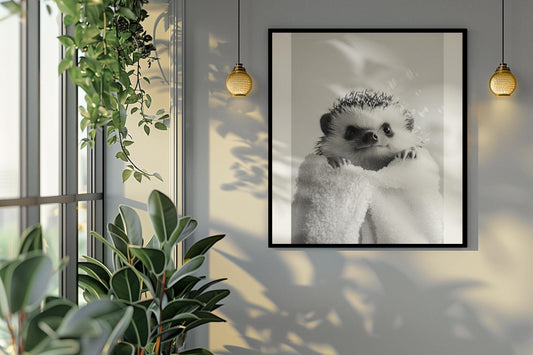 Funny bathroom Animal Hedgehog Print | Premium Quality UK British Printers | - Cute Bathroom art toilet restroom Print rest room