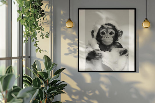 Funny bathroom Animal Monkey Chimpanzee Print | Premium Quality UK British Printers | - Bathroom art toilet restroom Print rest room