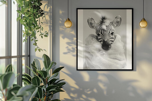 Funny bathroom Animal Zebra Print | Premium Quality UK British Printers | - Bathroom art toilet restroom Print rest room