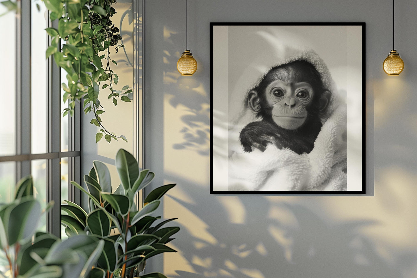 Funny bathroom Animal Monkey Chimpanzee Print | Premium Quality UK British Printers | - Bathroom art toilet restroom Print rest room