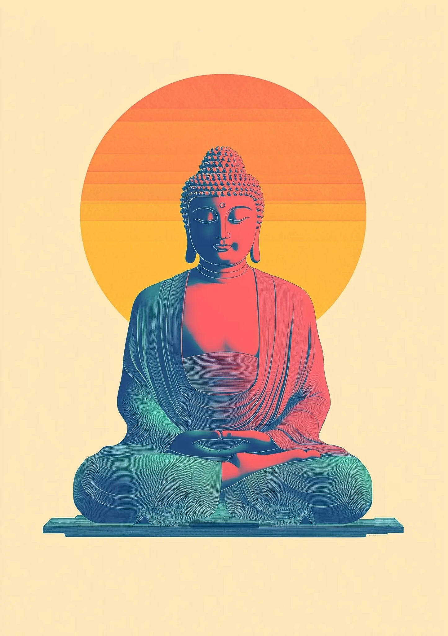 Meditation Buddha Print | Premium Quality UK British Printers | White Lotus Inspired Buddhist - Thailand India Sri Lanka Cambodia Asia