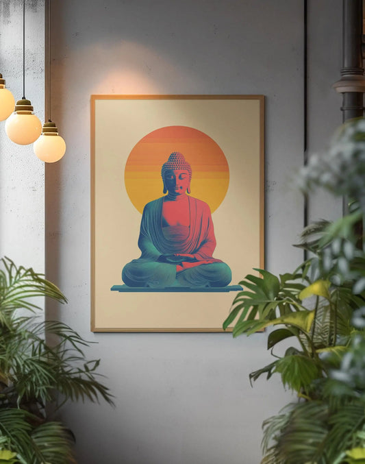 Meditation Buddha Print | Premium Quality UK British Printers | White Lotus Inspired Buddhist - Thailand India Sri Lanka Cambodia Asia
