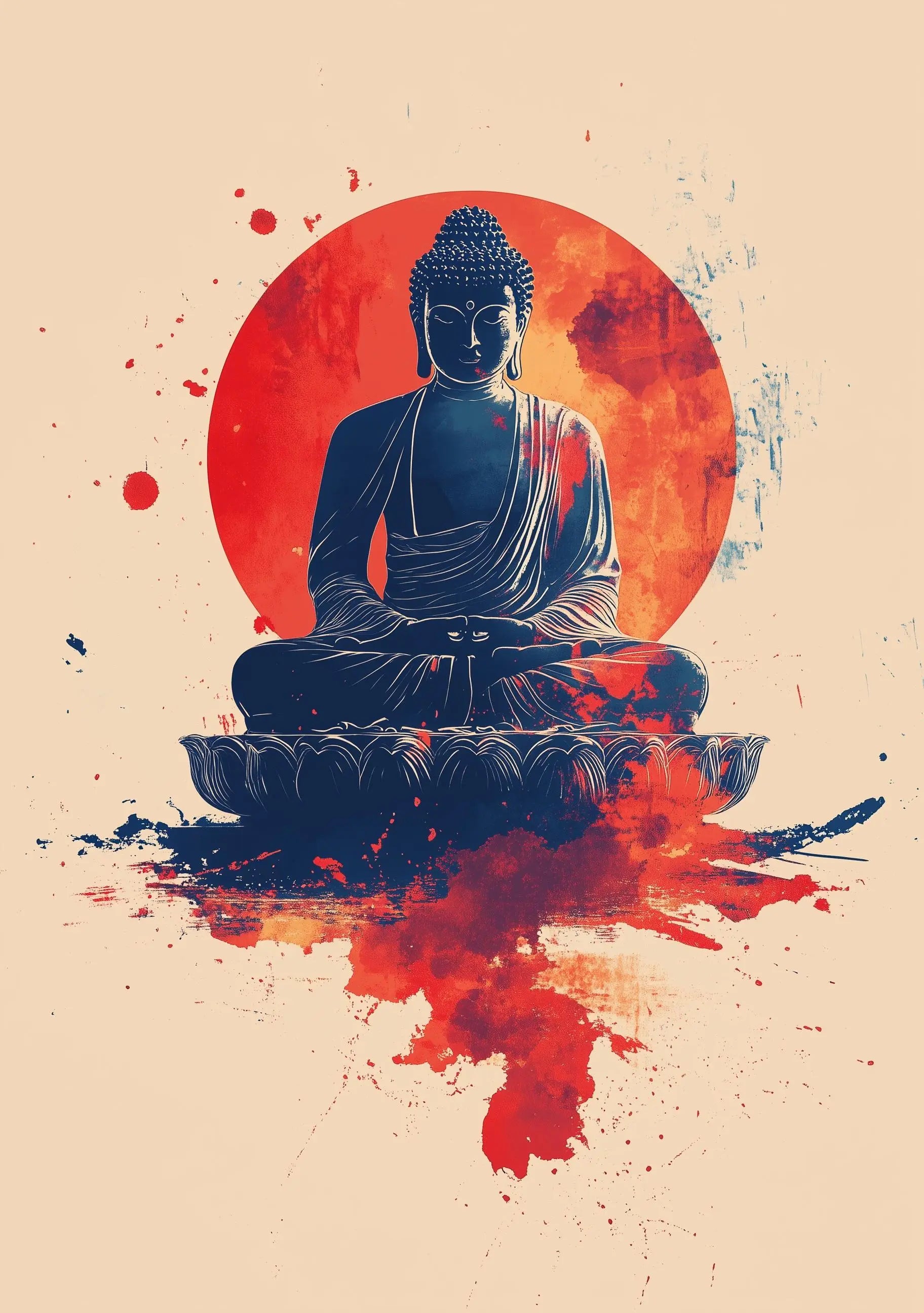 Meditation Buddha Print | Premium Quality UK British Printers | White Lotus Inspired Buddhist - Thailand India Sri Lanka Cambodia Asia