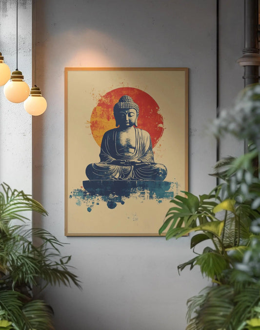 Meditation Buddha Print | Premium Quality UK British Printers | White Lotus Inspired Buddhist - Thailand India Sri Lanka Cambodia Asia