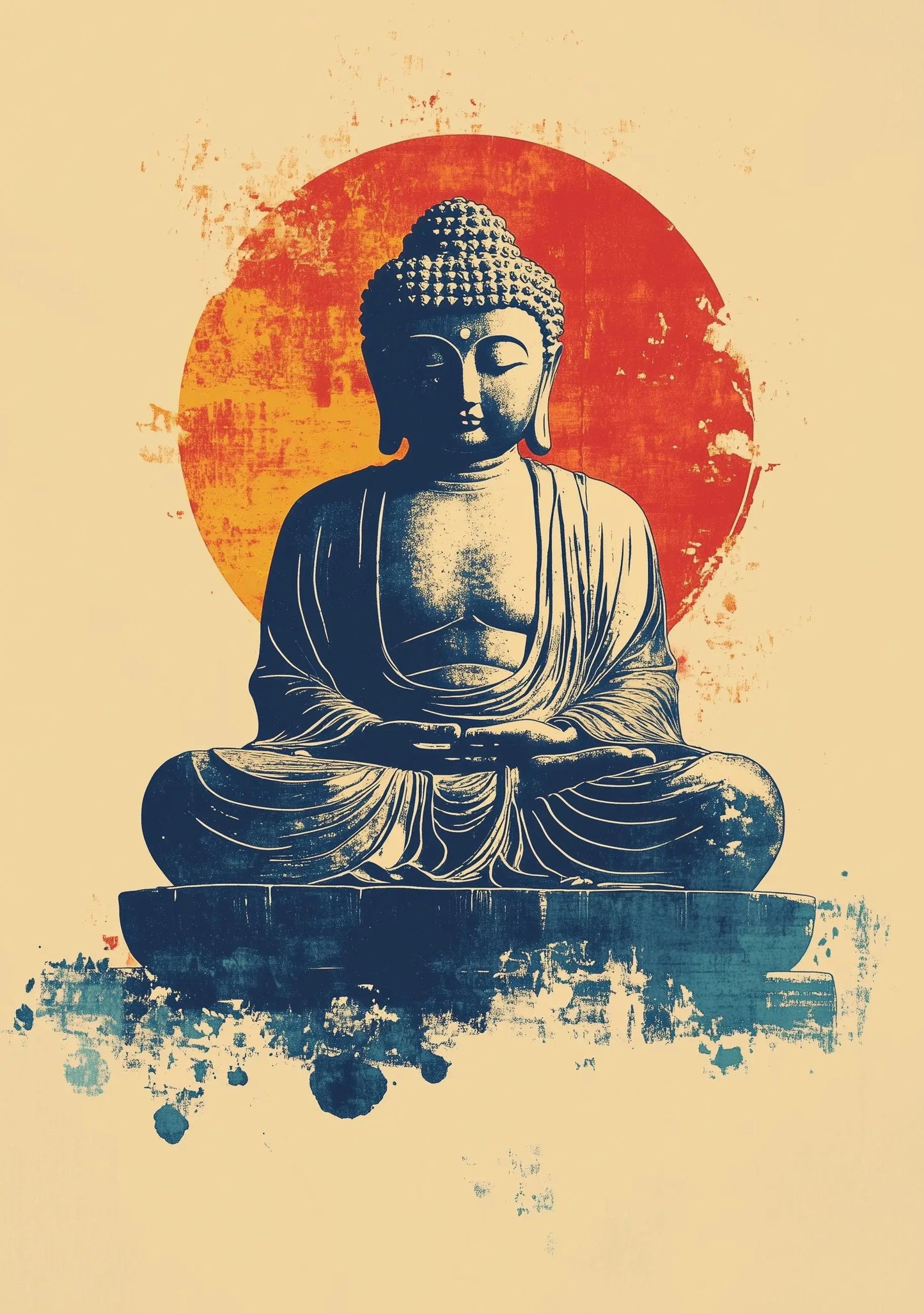 Meditation Buddha Print | Premium Quality UK British Printers | White Lotus Inspired Buddhist - Thailand India Sri Lanka Cambodia Asia