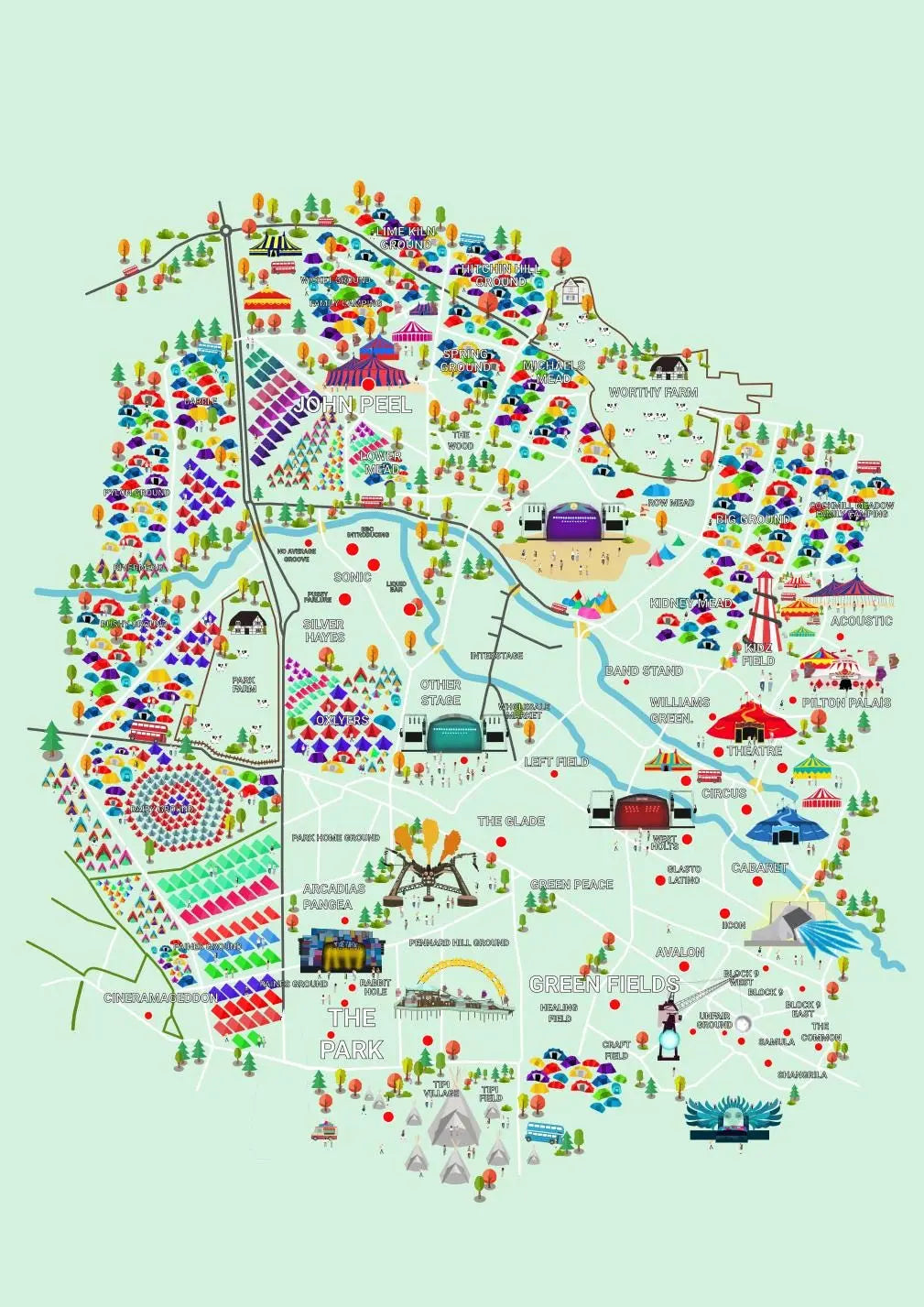 Personalisable Premium Music Festival Map (Unofficial) - A4 A3 A2 - Print poster - Inspired music festival - Festival Merch