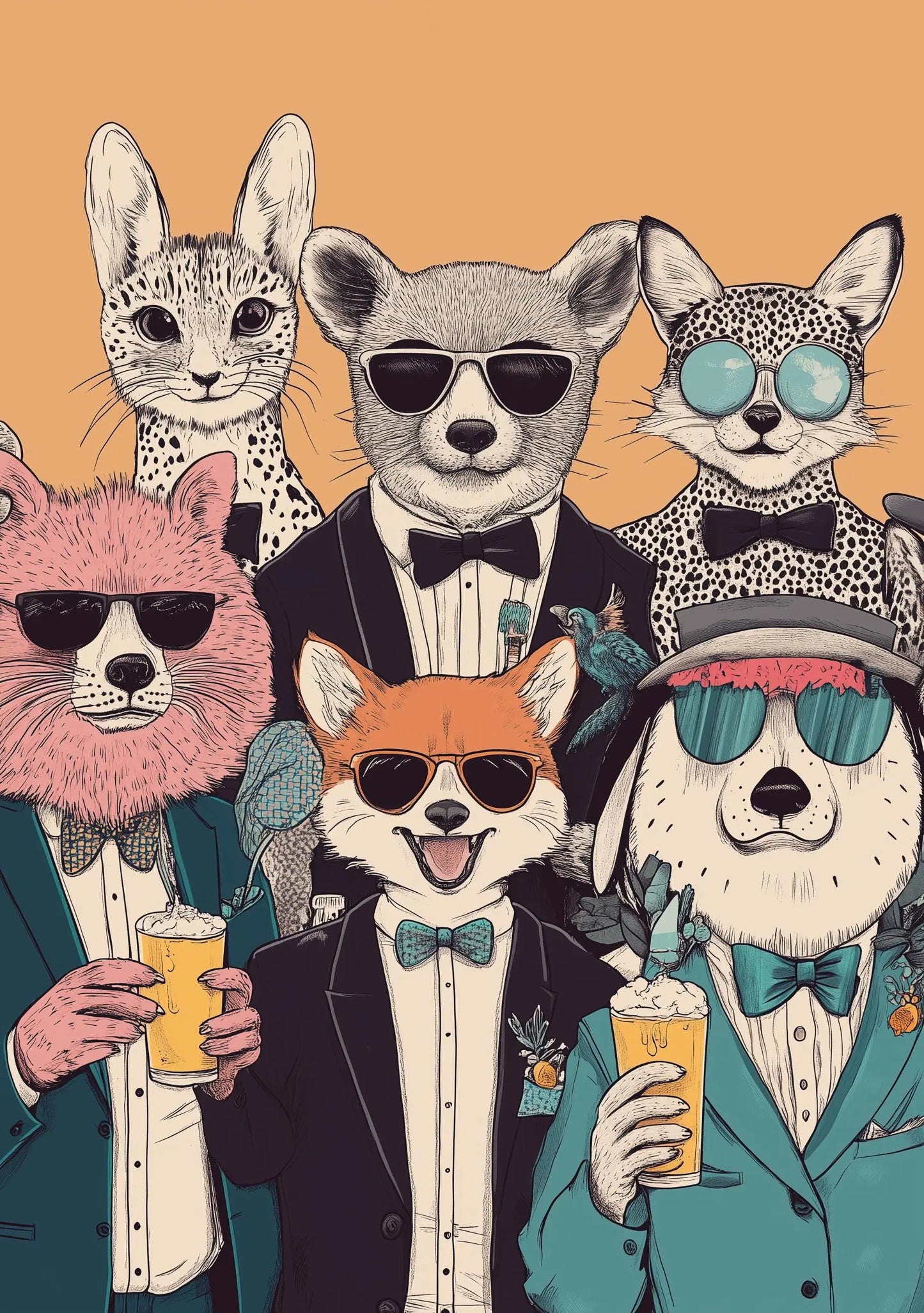 Funny Animal Wall Art - Printed in the UK Premium Quality - A4 A3 A2 - Festival Merch