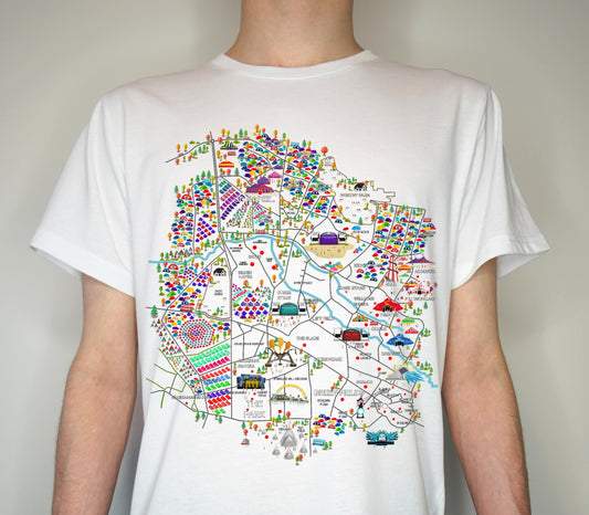 2025 Music Festival Map T Shirt (unofficial) Hand made -  Light weight Summer 65/35 Polyester Cotton - festival