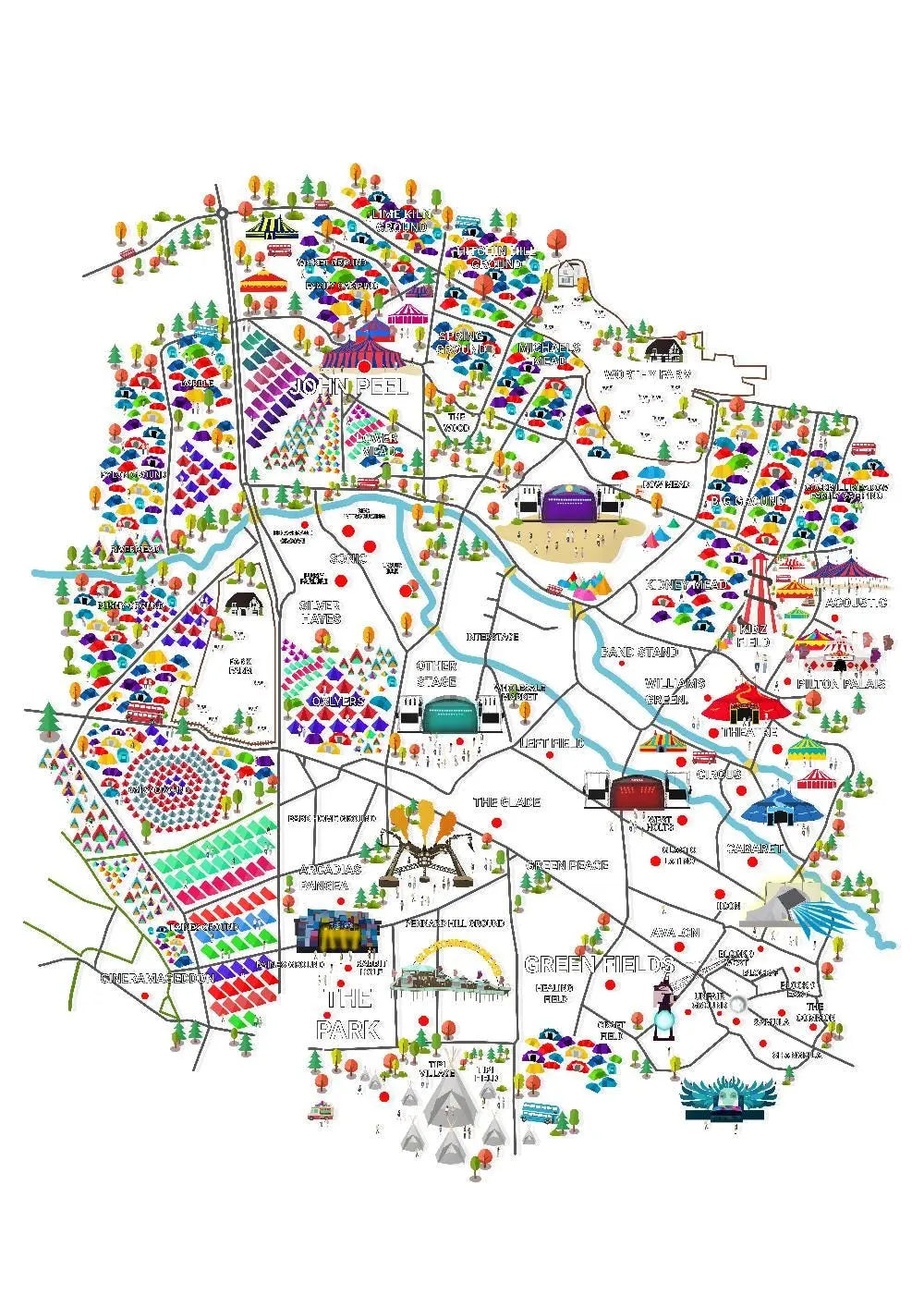 Personalisable Premium Music Festival Map (Unofficial) - A4 A3 A2 - Print poster - Inspired music festival - Festival Merch