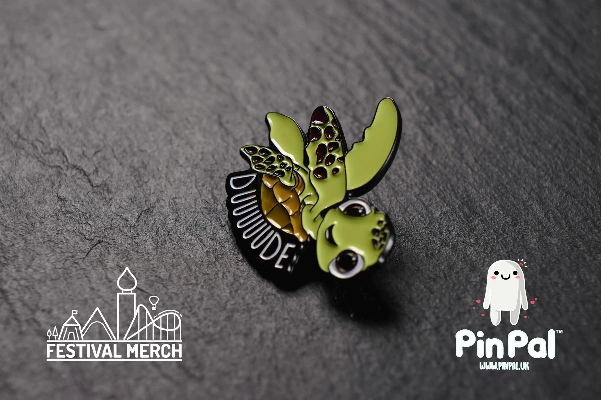 Funny Enamel Pin - PinPal UK177 - Pin Badges - Funny Gift, Music Gift, Anime Gift, Cute Gift, Positive gift, Cheeky Rude Gift, dude turtle