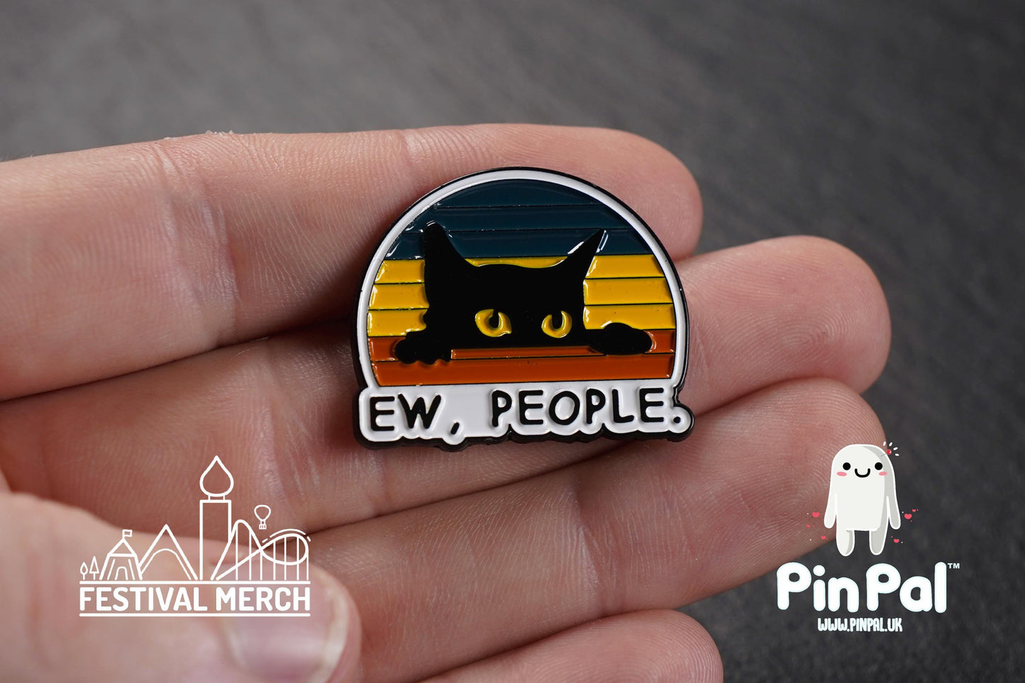 Cat Enamel Pin - PinPal UK178 - Pin Badges - Funny Gift, Music Gift, Anime Gift, Cute Gift, Positive gift, Cheeky Rude Gift, Unique Gift