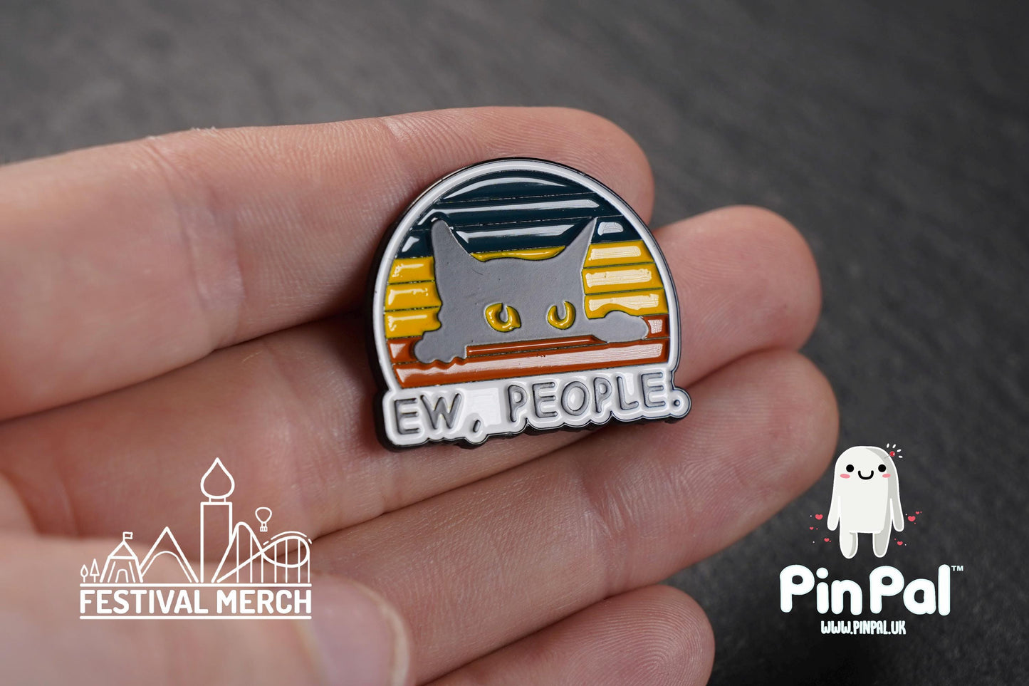 Cat Enamel Pin - PinPal UK178 - Pin Badges - Funny Gift, Music Gift, Anime Gift, Cute Gift, Positive gift, Cheeky Rude Gift, Unique Gift