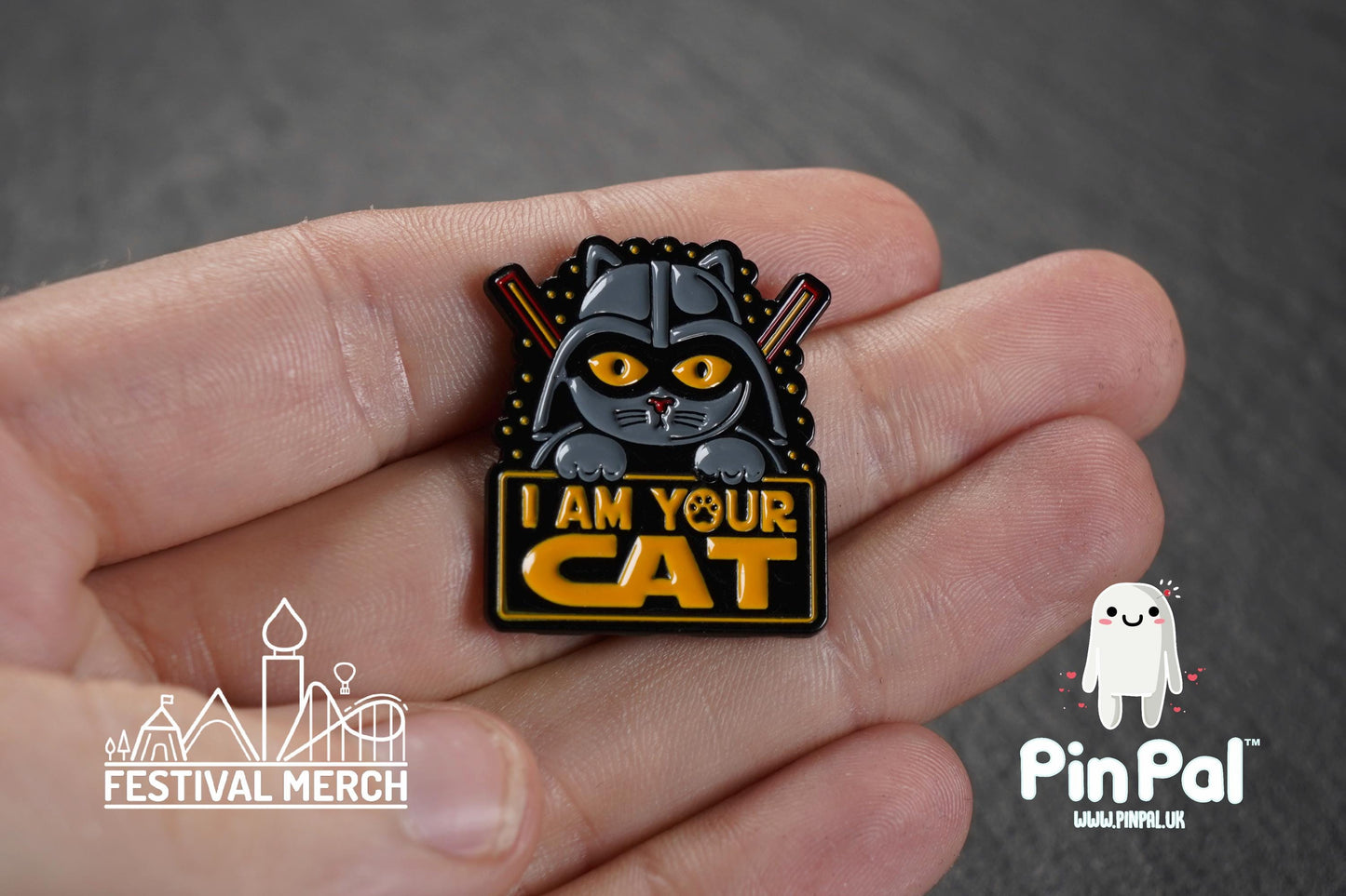 Cat Enamel Pin - PinPal UK181 - Pin Badges - Funny Gift, Music Gift, Anime Gift, Cute Gift, Positive gift, Cheeky Rude Gift, darkside nerd