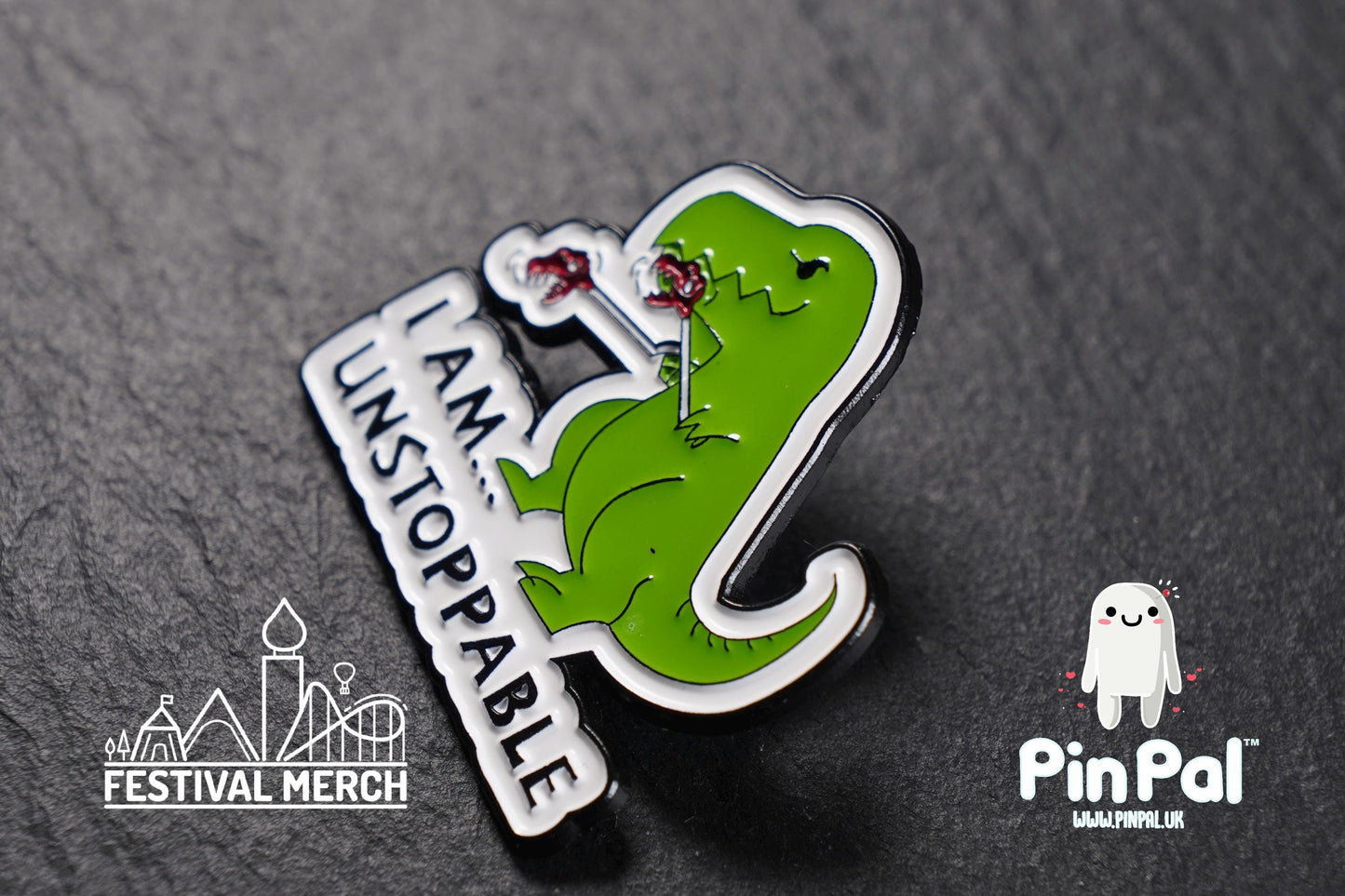 Dinosaur Enamel Pin - PinPal UK197 - Pin Badges - Funny Gift, Music Gift, Anime Gift, Cute Gift, Positive gift, T rex I am unstoppable