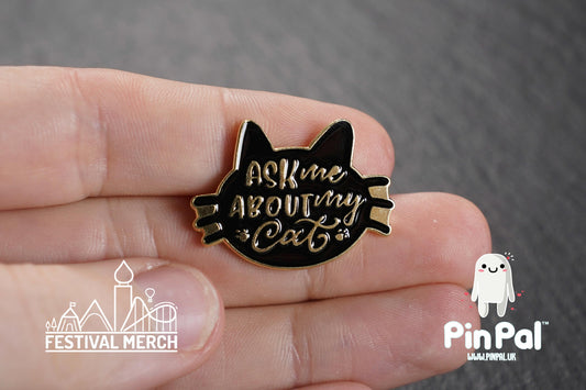 Cat Enamel Pin - PinPal UK208 - Pin Badges - Funny Gift, Music Gift, Anime Gift, Cute Gift, Positive gift, Cheeky Rude Gift, Unique Gift