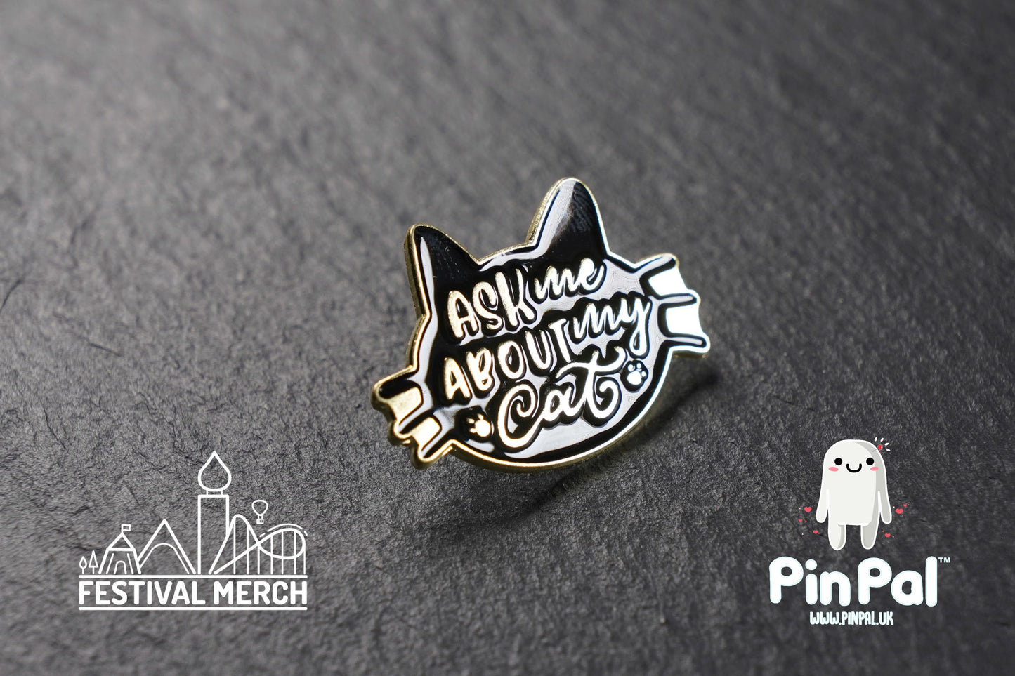 Cat Enamel Pin - PinPal UK208 - Pin Badges - Funny Gift, Music Gift, Anime Gift, Cute Gift, Positive gift, Cheeky Rude Gift, Unique Gift