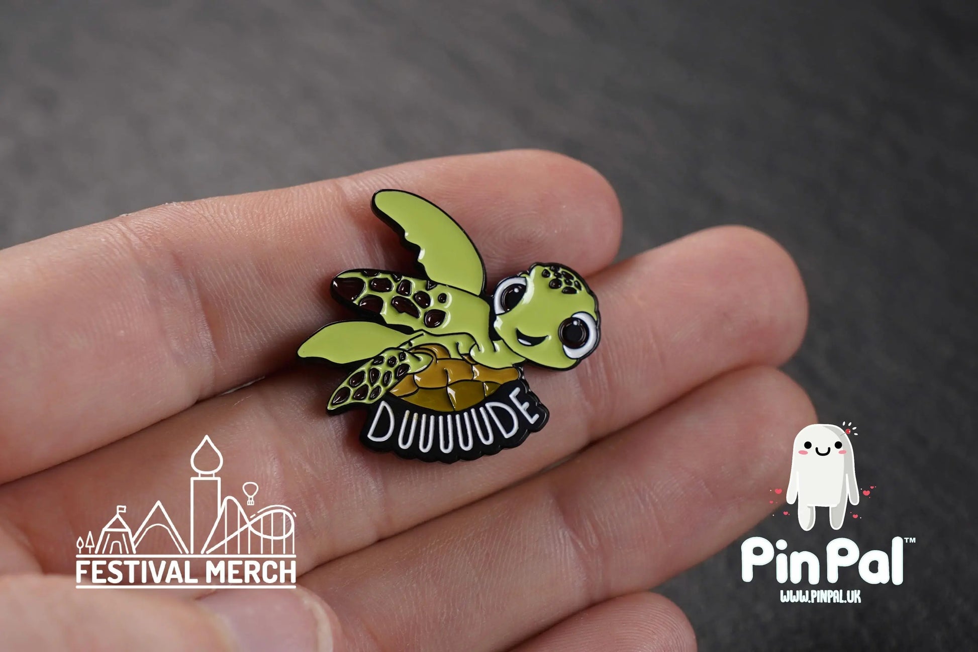 Funny Enamel Pin - PinPal UK177 - Pin Badges - Funny Gift, Music Gift, Anime Gift, Cute Gift, Positive gift, Cheeky Rude Gift, dude turtle
